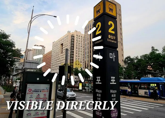 Mapo Station 2min, Spacious 2 Rooms, Queen Bed, 15min To Hongdae, Yeouido, Gwanghwamun By Subway Apartamento *